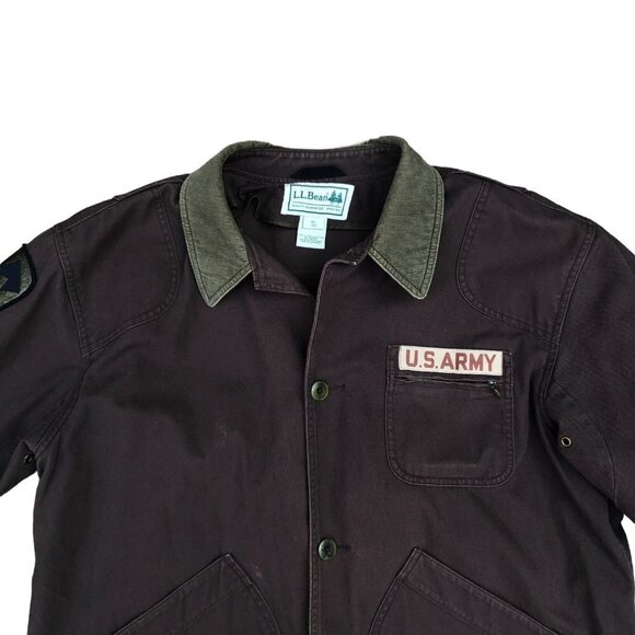 Vintage LL Bean Embroidered US Army Jacket XL Brown - Picture 3 of 9